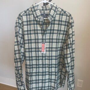 Men's Vineyard Vines Classic Whale Shirt Plaid Flannel Stone Size L Brand New